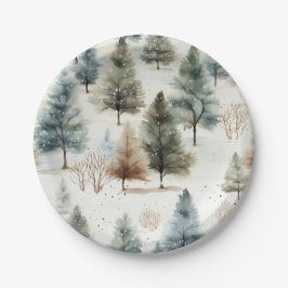 Prato De Papel Está nevando nos abetos -
