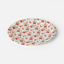 Prato De Papel Estação de Natal Gingerbird man e Mistletoe