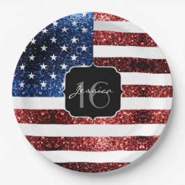 Prato De Papel Estados Unidos bandeira vermelho faíscas azul doce