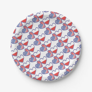 Prato De Papel Estados Unidos - Polônia Flag Hearts