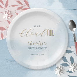 Prato De Papel Estamos na Nuvem 9 Elegante Roteiro Azul Convite d