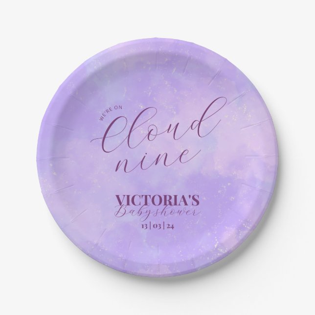 Prato De Papel Estamos No Chá de fraldas Cloud Nine (Frente)