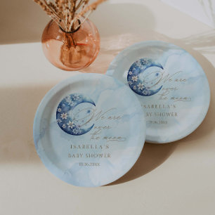 Prato De Papel Estamos Sobre O Chá de fraldas Moon Boy