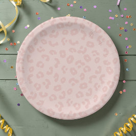 Prato De Papel Estampa de leopardo rosa pastel Festa da Selvagem