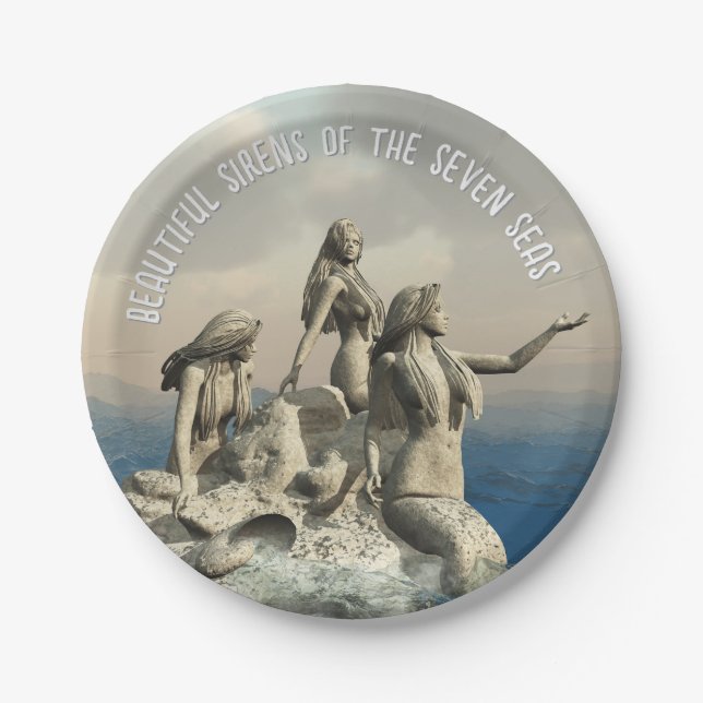 Prato De Papel Estátua de Sereia. Personalizável (Frente)