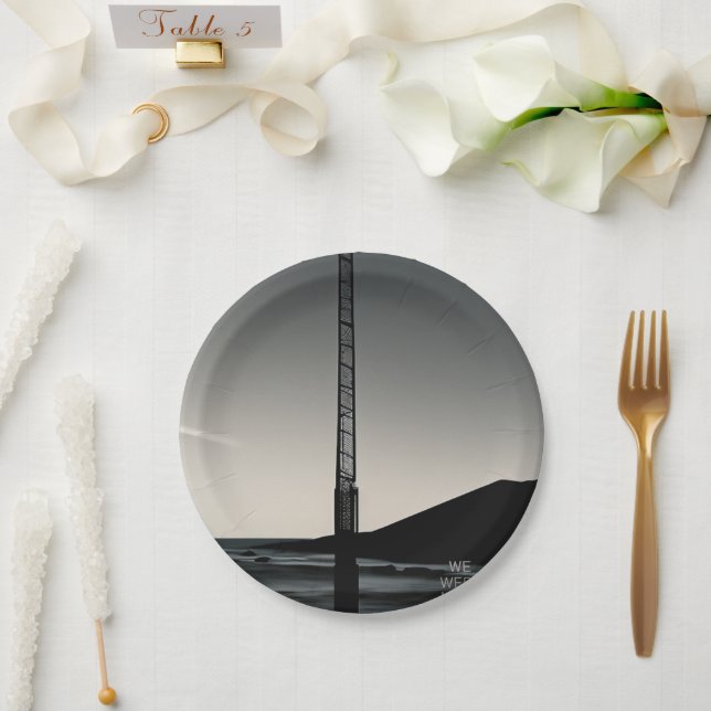 Prato De Papel Estávamos aqui com placas de papel (Casamento)