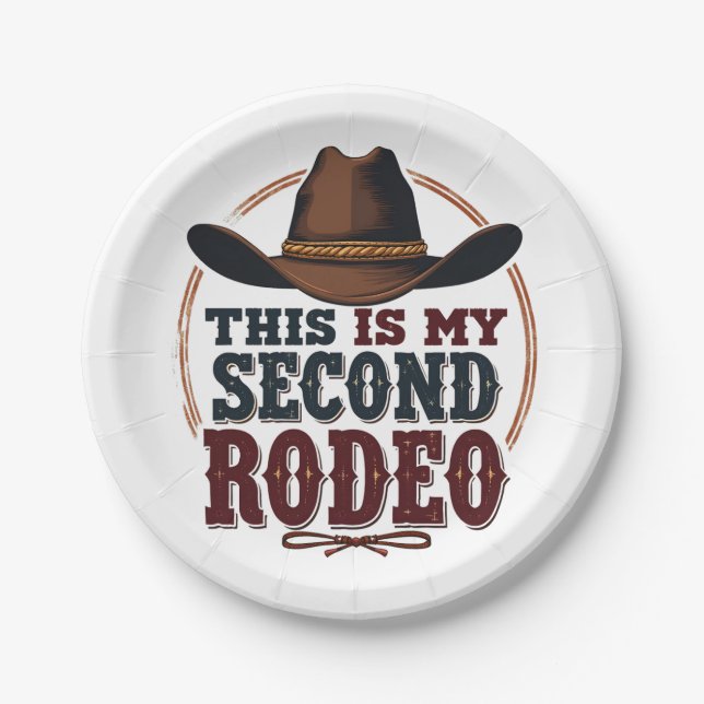 Prato De Papel Este é o meu segundo Rodeo Cowboy West Hat (Frente)