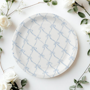 Prato De Papel Estética Coquette Vintage Arco Azul Francês