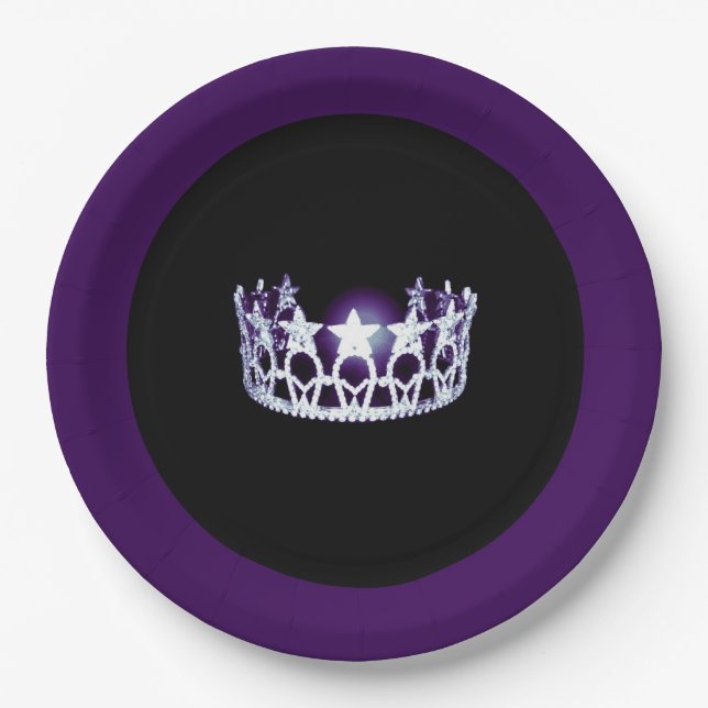 Prato De Papel Estilo americano Silver-Purple Crown 9" Placas de  (Frente)