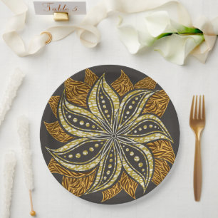 Prato De Papel Estilo de Batik Floral Abstrato africano