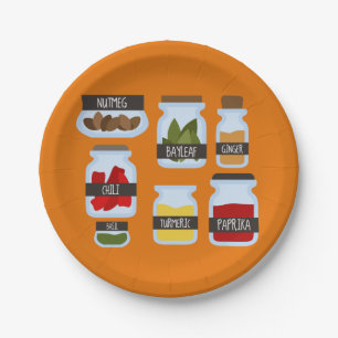 Prato De Papel Estilo de cozinhar de jarros de especiarias colori