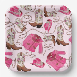 Prato De Papel estilo de padrão cowgirl
