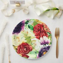 Estilo de Vintage Flores de Grande Aquarela