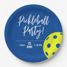 Estilo Retro Neon Blue Themed Pickleball Birday