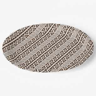 Prato De Papel Estilo Tradicional Africano Padrão Branco Invisí