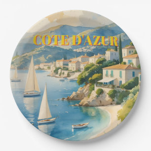 Prato De Papel Estilo Vintage Cote D'Azur Viagem francês