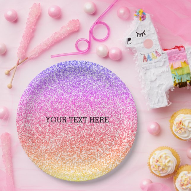 Prato De Papel Estimulante elegante, arco-íris colorido (Festa)