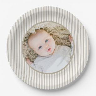 Prato De Papel Estirpe bege e branco