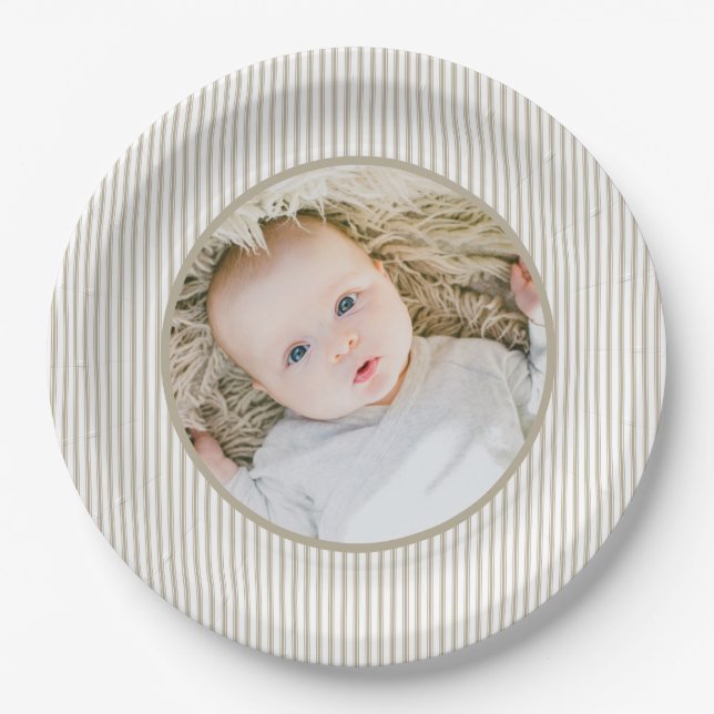 Prato De Papel Estirpe bege e branco (Frente)