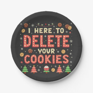 Prato De Papel Estou Aqui para Excluir Seu Cookie Suéter de Natal