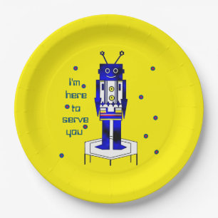Prato De Papel "Estou aqui para te servir" Papelão