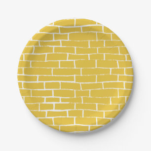 Prato De Papel Estrada do Tijolo - Amarelo e transparente