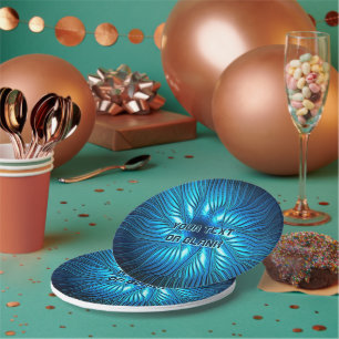 Prato De Papel Estrela azul gravada