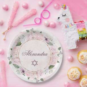 Prato De Papel Estrela De David Jewish Girl Naming Rosas Rosa