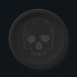 Prato De Papel Estrela do Rock Caveira Preta Festa de Aniversário<br><div class="desc">Personalize com qualquer texto. Itens correspondentes estão disponíveis.</div>