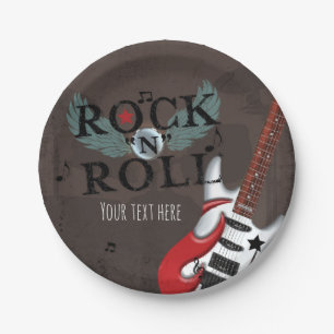 Prato De Papel Estrela do Rock N Roll Grunge Festa de Aniversário