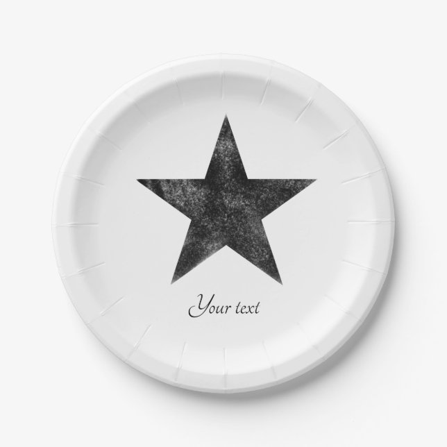 Prato De Papel Estrela preta rústica personalizada (Frente)
