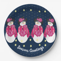 Prato De Papel Estrelas Amarelas com Marinho Azul e Rosa