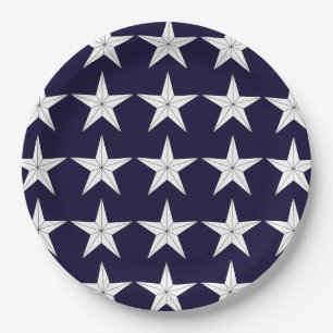 Prato De Papel Estrelas Brancas Patriotas sobre a Prata de Papel 
