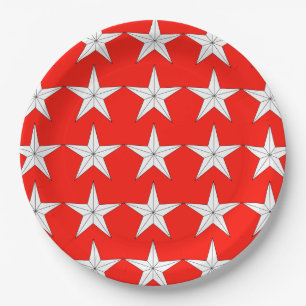 Prato De Papel Estrelas Brancas Patrióticas em Placa de Papel Ca