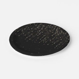 Prato De Papel Estrelas Cadentes Brilhantes Pretas Festa de Noiva