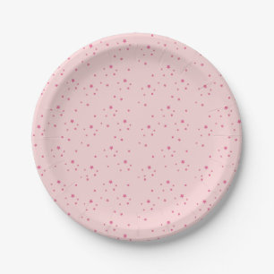 Prato De Papel Estrelas cintilantes rosa para aniversário de cria