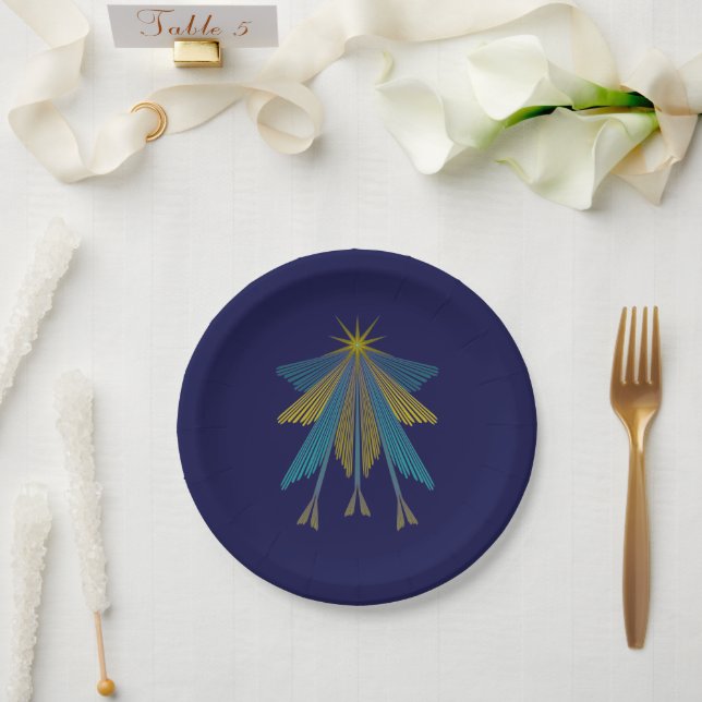 Prato De Papel Estrelas de fada Marinho 7" Placa de papel (Casamento)