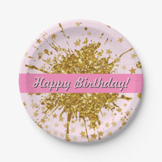 Prato De Papel Estrelas de pintura de grafite cor-de-rosa-brilho