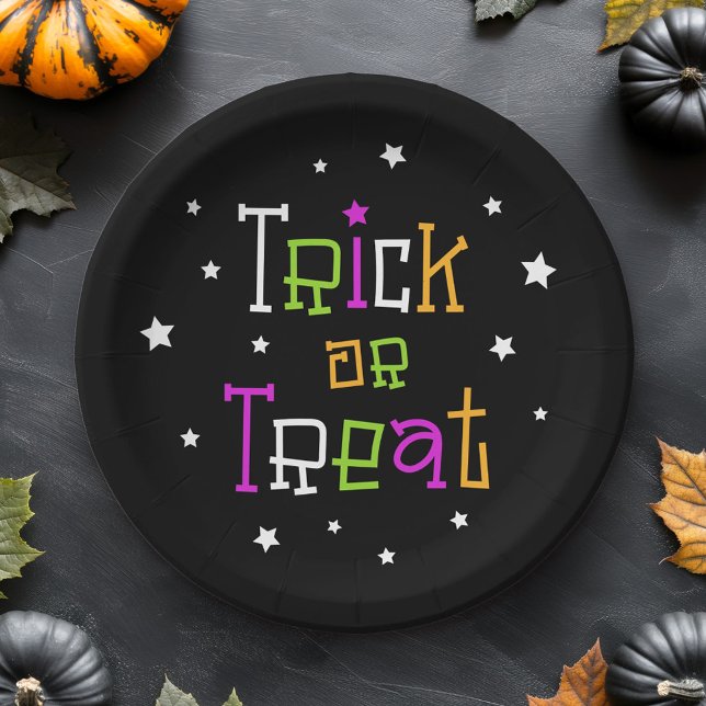 Prato De Papel Estrelas de truque ou de tratar estrelas de Dia da (Trick or treat stars Halloween stars Paper Plates)