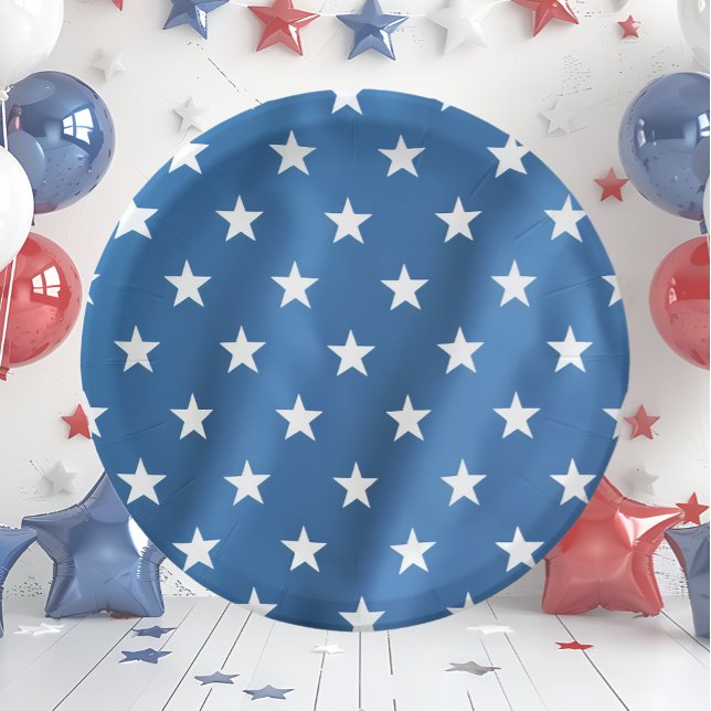 Prato De Papel Estrelas do Dia da Independência dos EUA (Criador carregado)