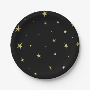 Prato De Papel Estrelas Douradas Elegantes Placas de Papel