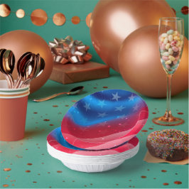 Prato De Papel Estrelas e faixas