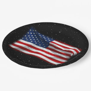 Prato De Papel Estrelas e Stripes Bandeira Americana Patriótica