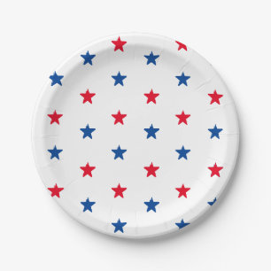Prato De Papel Estrelas, Vermelho branco e azul Quatro de julho p