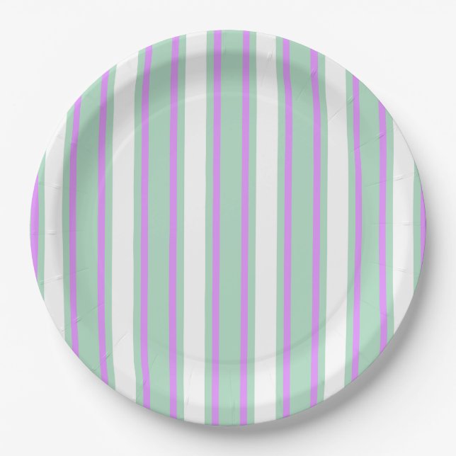 Prato De Papel Estrias de doces mint e lilac (Frente)