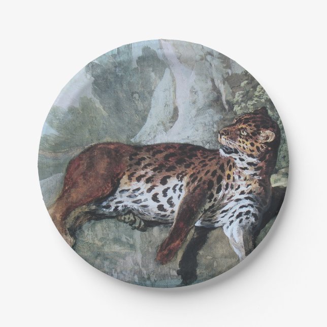 Prato De Papel Estudo de um Leopardo (por Jean-Baptiste Oudry) (Frente)