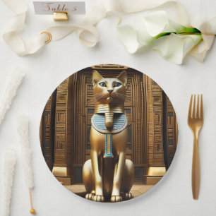 Prato De Papel Eterno Majestade: O Ouro Egípcio Pharaoh Cat