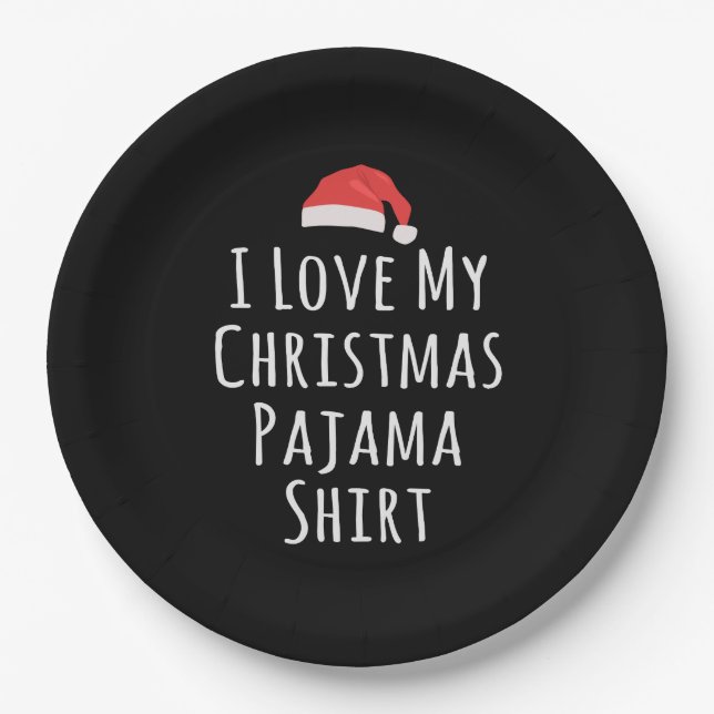 Prato De Papel Eu adoro a minha camisa de Natal do Pajama (Frente)