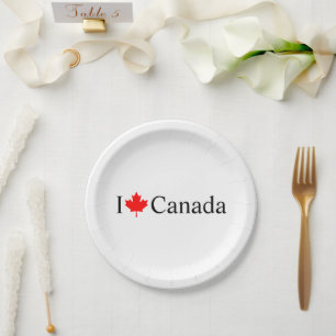 Prato De Papel Eu adoro a tipografia do Canadá com festas de folh