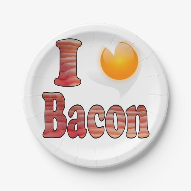 Prato de Papel Eu Amo Bacon (Frente)